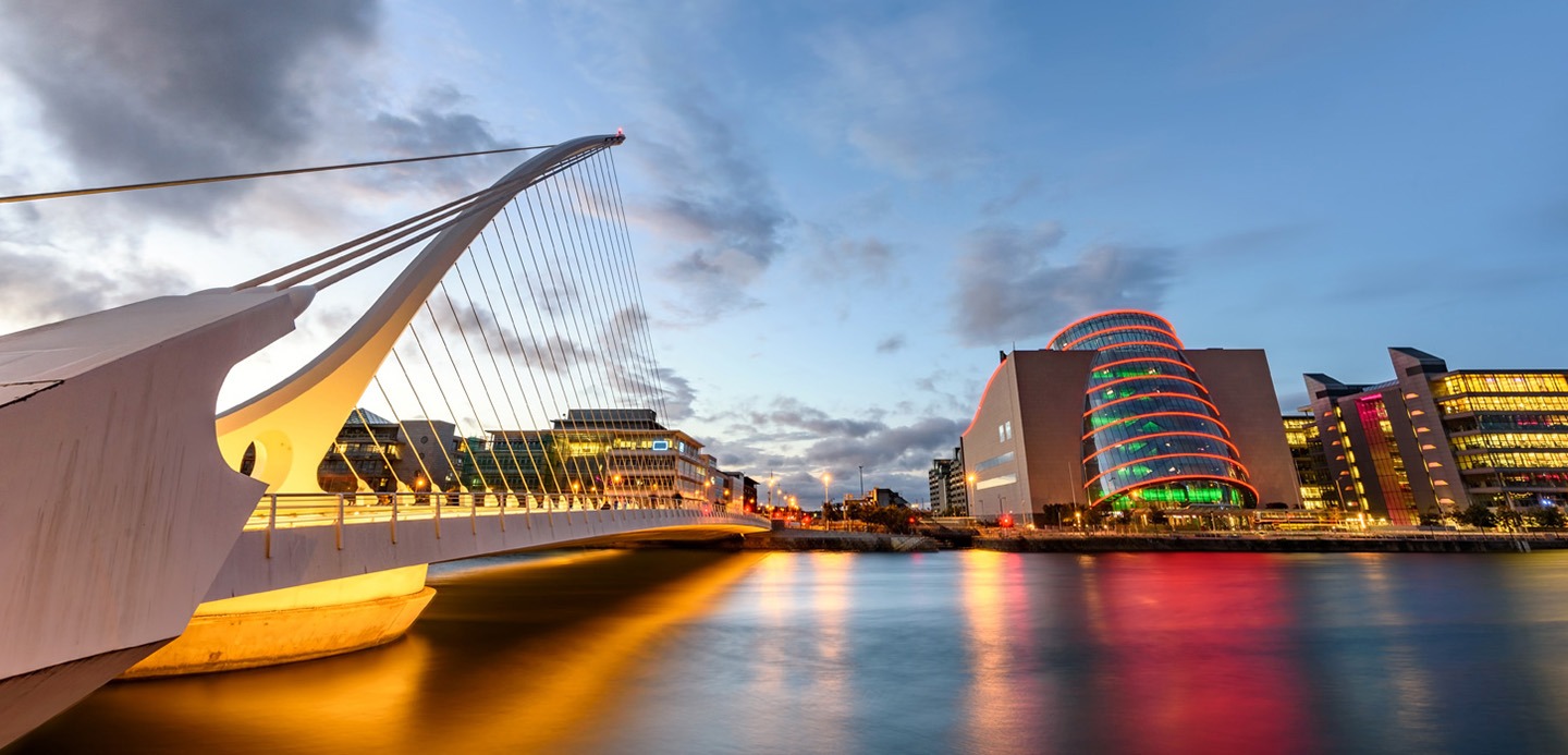 Home page banner image of the Samuel Beckett Bridge
